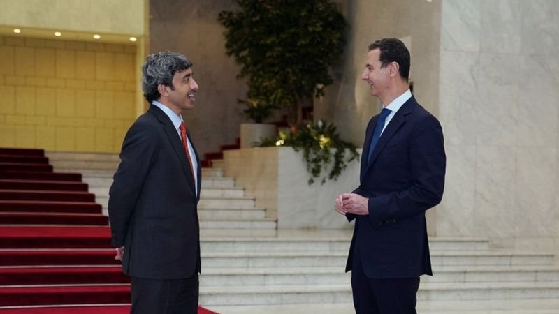 وزير الخارجية الإماراتي عبدالله بن زايد والرئيس السوري بشار الأسد