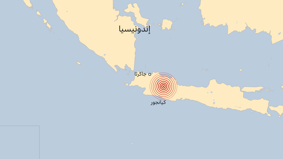 خريطة لموقع زلزال إندونيسيا